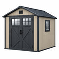Abri de jardin 200 x 150 x 200 cm en résine beige et noir avec double porte style chalet