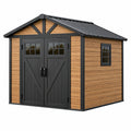 Abri de jardin 300 cm x 240 cm x 230 cm bois brun et métal noir à double porte style chalet