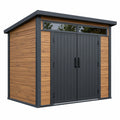Abri de jardin 200 x 150 x 200 cm en acier gris anthracite et aspect bois à double porte