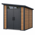 Abri de jardin 240 x 180 x 200 cm en métal noir et panneaux aspect bois à double porte