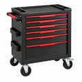 Servante d'atelier 76 cm x 46 cm x 97 cm en acier noir et rouge à 6 tiroirs mobile