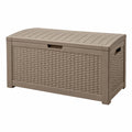 Coffre de rangement extérieur 120 x 56 x 63 cm en polypropylène taupe avec couvercle