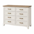 Commode 140 x 45 x 90 cm blanche et effet bois à 8 tiroirs style campagne