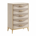 Commode 80 x 40 x 120 cm à 5 tiroirs en tissu beige style contemporain