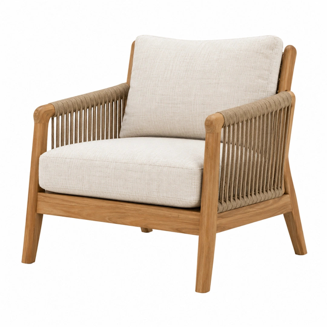 Fauteuil 75 x 80 x 85 cm en bois et corde beige style naturel