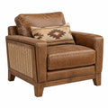 Fauteuil 95 x 90 x 85 cm brun aspect cuir bois tressé style rustique