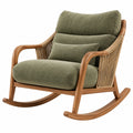 Fauteuil à bascule 95 x 75 x 100 cm en bois corde et tissu vert style naturel