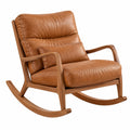 Fauteuil à bascule 95 x 72 x 100 cm marron en bois et revêtement aspect cuir style rétro