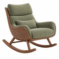 Fauteuil à bascule 100 x 78 x 102 cm en bois et tissu vert pour salon