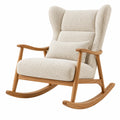 Fauteuil à bascule 75 x 95 x 105 cm en tissu bouclette beige et bois style nordique