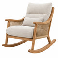 Fauteuil à bascule 70 x 95 x 98 cm en bois naturel et tissu beige style scandinave