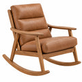 Fauteuil à bascule 70 x 95 x 100 cm en bois et revêtement aspect cuir cognac style scandinave
