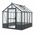 Serre de jardin 244 x 184 x 225 cm en aluminium noir avec panneaux transparents et lucarne ouvrante