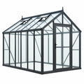 Serre de jardin 180 x 120 x 200 cm en aluminium noir et panneaux transparents avec porte et aérations de toit