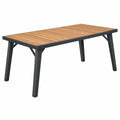 Table de jardin 180 x 90 x 75 cm plateau en bois pieds en métal noir style contemporain