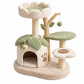 Arbre à chat 70 x 50 x 120 cm en bois beige et vert avec griffoirs en sisal
