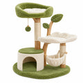 Arbre à chat 80 x 60 x 120 cm en peluche vert et crème avec griffoirs et hamac