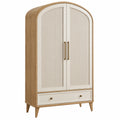 Armoire 100 x 50 x 190 cm en bois beige et blanc à 2 portes avec tiroir style contemporain