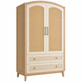 Armoire 100 x 55 x 190 cm en bois beige avec cannage style naturel