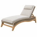 Chaise longue de jardin 200 x 75 cm en bois beige tressé inclinable