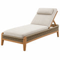 Chaise longue de jardin 200 x 75 cm bois et corde taupe dossier réglable