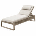 Chaise longue de jardin 200 x 75 cm en aluminium taupe avec corde tressée dossier réglable