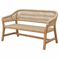 Banc de jardin 120 x 65 x 80 cm en bois et corde tressée beige style naturel