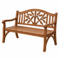 Banc de jardin 120 x 60 x 90 cm en bois marron à dossier ajouré style naturel