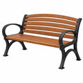 Banc de jardin 122 x 62 x 82 cm en bois brun et métal noir à lattes
